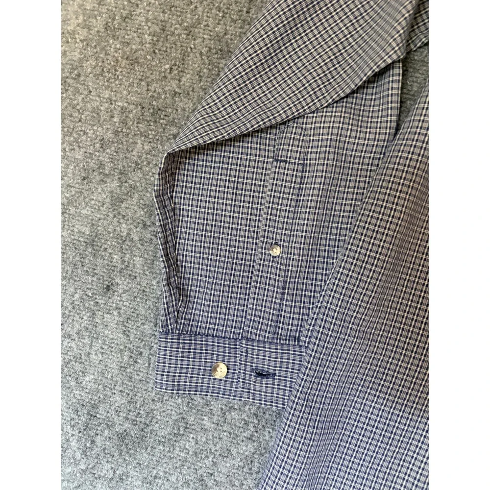The North Face Mens XL Blue Micro Check Button Down Shirt Long Sleeve ModalBlend